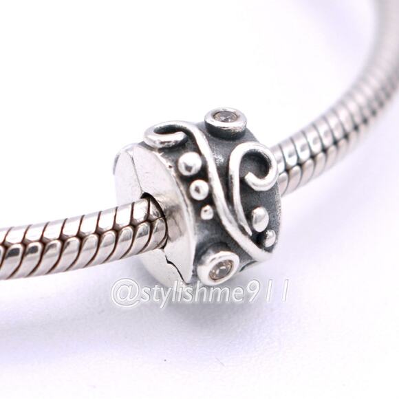 Authentic PANDORA Tendril Champagne CZ Clip - Picture 3 of 7
